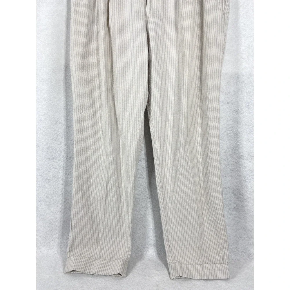 Bills Khakis Pants Mens 36x31 Gray Seersucker Pleated Front  Cotton Stipend New
